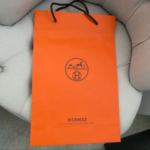 🧡 Auth Hermes 17”x11”x4” shopping paper bag tote gift paperbag